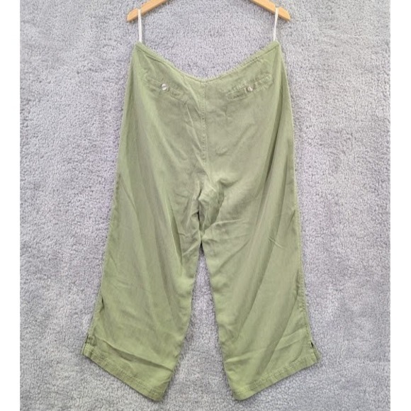Tommy Bahama Women's Medium 100%‎ Silk Green Cropped Pants Drawstring Pockets - Picture 9 of 10